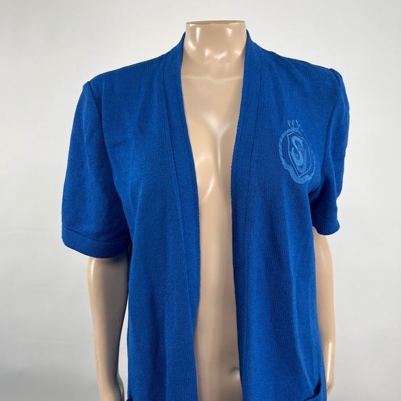 ST JOHN Collection Wool Santana Knit Cardigan Jacket Monogram Embroidered YY22 - Picture 2 of 6